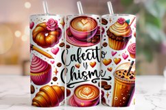 Cafecito Y Chisme Tumbler Wrap PNG, Coffee Tumbler, Mexican Product Image 1