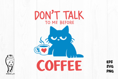 Coffee Quote Funny Cat Hand-Drawn Png svg Product Image 1