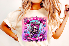 Dead Inside But Caffeinated PNG, Funny Skeleton PNG, Coffee Product Image 2