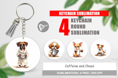 Caffeine Chaos Dogs Keychain Product Image 1