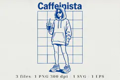 Retro Coffee Line Art Clipart, Funny Puns SVG | PNG | EPS Product Image 1