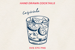 Hand Drawn Cocktail Line Art SVG | Vintage Drink PNG Product Image 1