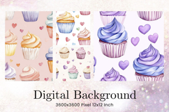 Cupcake Birthday Party Backdrop Background Cake Wallpaper_4 Product Image 1