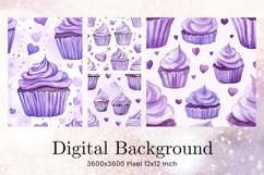 Cupcake Birthday Party Backdrop Background Cake Wallpaper_5 Product Image 1