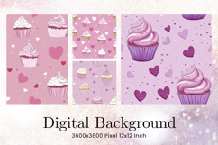 Cupcake Birthday Party Backdrop Background Cake Wallpaper_8 Product Image 1