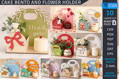 Bento Cake and Flower Holders Laser Cut Bundle|Gift Idea SVG Product Image 1