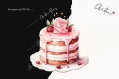 Watercolor Valentine Cake PNG | Valentine's Day Clipart Product Image 2