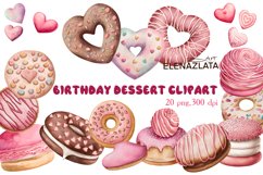 Birthday dessert clipart, cupcakes and donuts png Product Image 1