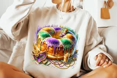 Mardi Gras King Cake PNG, King Cake, Mardi Gras Sublimation Product Image 1