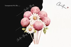 Watercolor Pink Floral Cake Pops | Wedding PNG Product Image 2