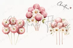 Watercolor Pink Floral Cake Pops | Wedding PNG Product Image 3