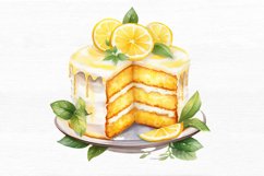 Cake with Lemon Watercolor Sublimation Clipart Product Image 2
