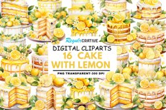 Cake with Lemon Watercolor Sublimation Clipart Product Image 1