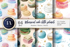 Planet Cakes Watercolor Seamless Digital Paper Product Image 1