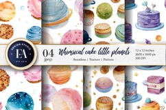 Cakes Styled Planets Watercolor Craft Pattern Digital Paper Product Image 1