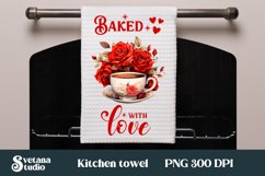 Hot tea flower kitchen towel sublimation | Towel PNG Product Image 1