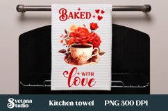 Hot tea flower kitchen towel sublimation | Towel bundle Product Image 4