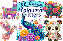 Calavera Critters Clipart, Dia de los Muertos Animals PNG Product Image 1