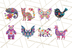 Calavera Critters Clipart, Dia de los Muertos Animals PNG Product Image 8