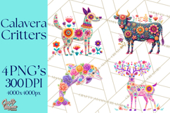 Calavera Critters Clipart, Dia de los Muertos Animals PNG Product Image 1