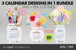 2026 Printable Calendar SVG Bundle | 3 Calendar Designs in 1 Product Image 1