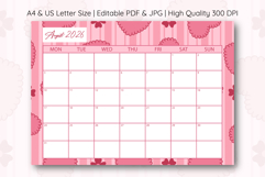 Heart Stripe Calendar Template for August 2026 | Planner Product Image 1
