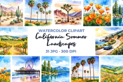 31 California Clipart Watercolor Landscapes California Poppy Product Image 1
