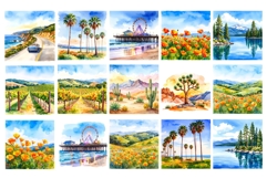 31 California Clipart Watercolor Landscapes California Poppy Product Image 3