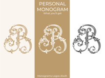 B Monogram Logo, Elegant Initial Monogram Product Image 5
