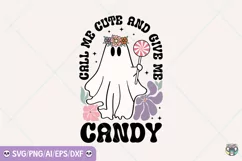 Retro Halloween Png, Cute Ghost Svg, Spooky Season Png Product Image 2
