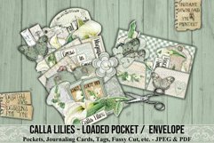 Calla Lilies printable loaded pocket. 300dpi high quality Digital images that can be used for Junk Journals, Scrapbooking, Cardmaking or other paper crafts.