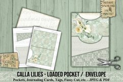 Calla Lilies printable loaded pocket. 300dpi high quality Digital images that can be used for Junk Journals, Scrapbooking, Cardmaking or other paper crafts.