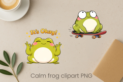 Calm frog sublimation | Cute cozy frog clipart PNG Product Image 1