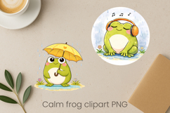 Calm frog sublimation | Cute cozy frog clipart PNG Product Image 1