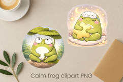 Calm frog sublimation | Cute cozy frog clipart PNG Product Image 1