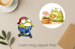 Calm frog sublimation | Cute cozy frog clipart PNG Product Image 1