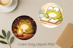 Calm frog sublimation | Cute cozy frog clipart PNG Product Image 1