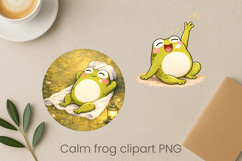 Calm frog sublimation | Cute cozy frog clipart PNG Product Image 1