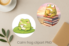 Calm frog sublimation | Cute cozy frog clipart PNG Product Image 1