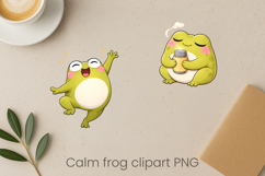 Calm frog sublimation | Cute cozy frog clipart PNG Product Image 1