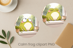 Calm frog sublimation | Cute cozy frog clipart PNG Product Image 1