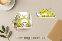 Calm frog sublimation | Cute cozy frog clipart PNG Product Image 1