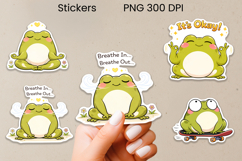 Calm frog stickers printable | Coffee mood bees stickers PNG Product Image 3