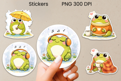 Calm frog stickers printable | Coffee mood bees stickers PNG Product Image 4