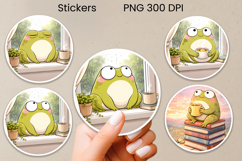 Calm frog stickers printable | Cozy frog stickers PNG design Product Image 1