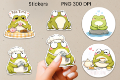 Calm frog stickers printable | Cozy frog stickers PNG design Product Image 1