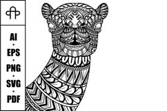 Camel head mandala zentangle coloring page illustration Product Image 1