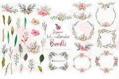 Pink Floral Border Clipart, Camellia diy boho wreath png 031 Product Image 5