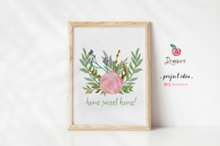 Pink Floral Border Clipart, Camellia diy boho wreath png 031 Product Image 7