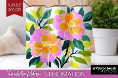 Camellia Modern Floral Tumbler Wrap Sping Flower Tumbler PNG Product Image 1